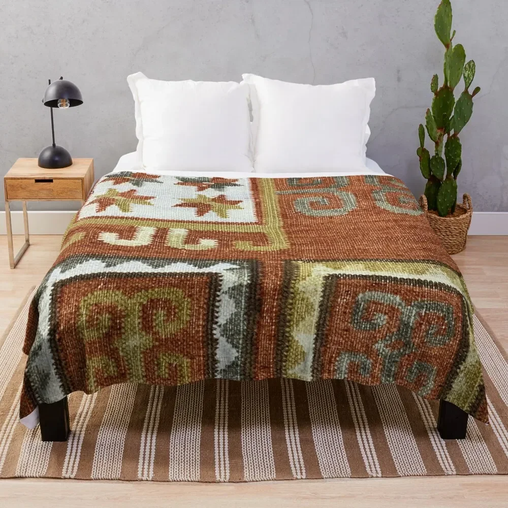

Decorative Caucasian Kilim, Navaho Weave, Woven Textile Throw Blanket Travel Bed covers Blankets
