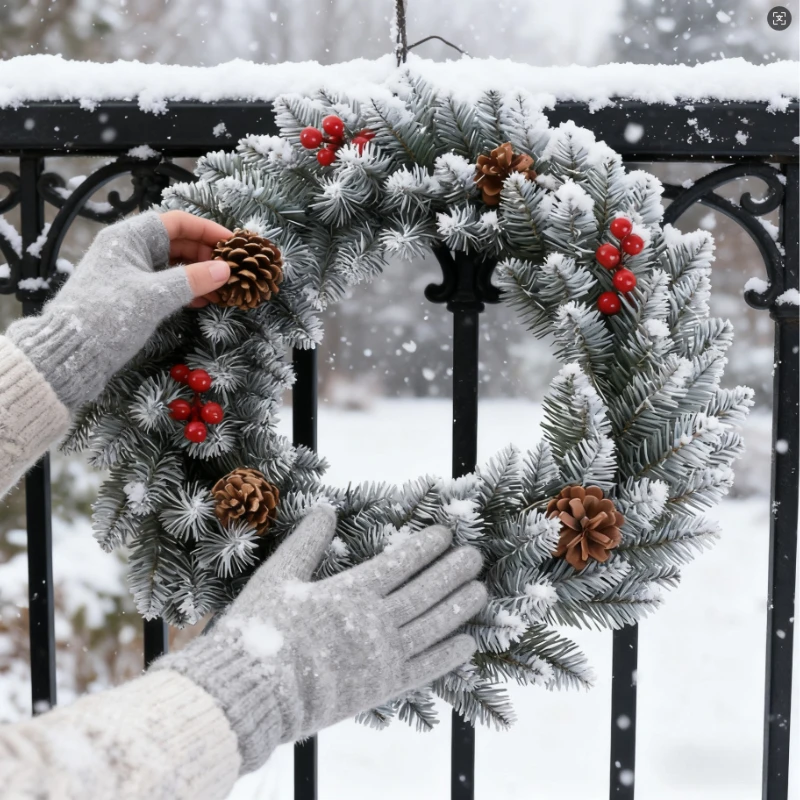 3Styles Red Christmas Wreath Elegant PVC Fruit Wreath Window Door Wall Ornament Home Halloween Decor Gifts