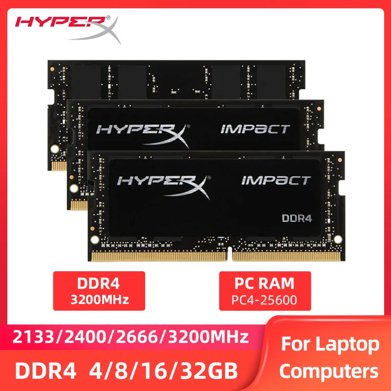 Memória Ram Ddr4 para Laptop Ram Hyperx 8gb 4gb 16gb 32gb 2133mhz 2400mhz 2666mhz 3200mhz Sodimm Pc21300 25600