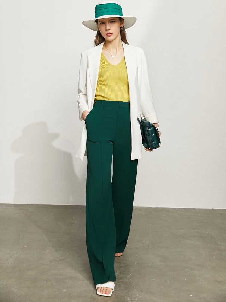 AMII Minimalism Pants For Women 2024 Spring New Wide Leg Pants High Waist Office Loose Blazer Chiffon Casual Trousers 12342271 3
