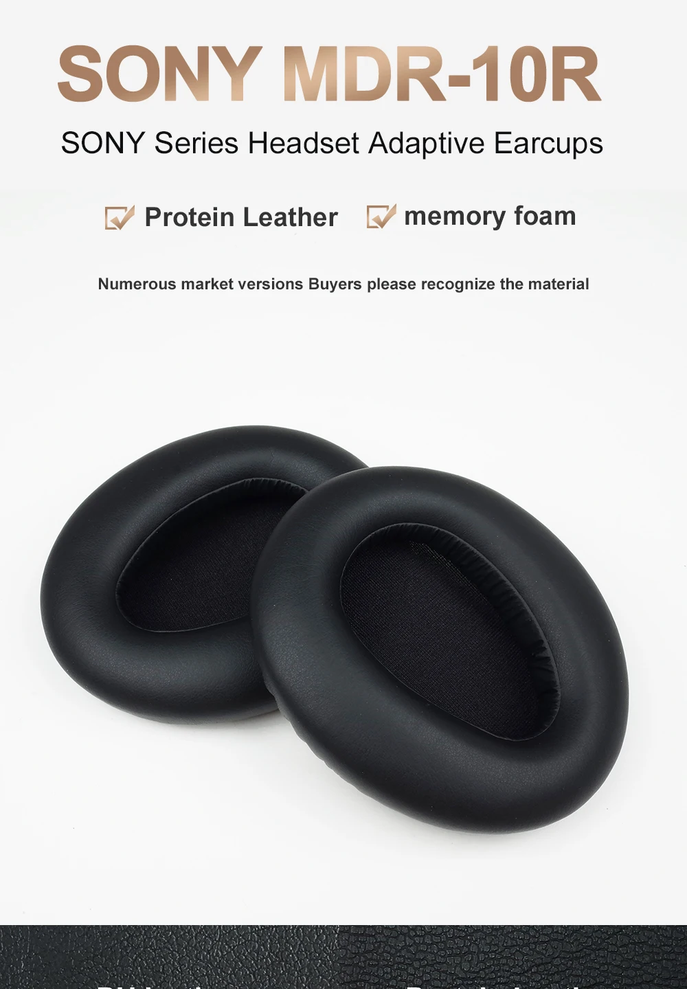 Earpads Compatible with SONY MDR-10R Protein leather Memory foam Ear Pads Cushions Replacement Over-Ear Headphones Soft Pro