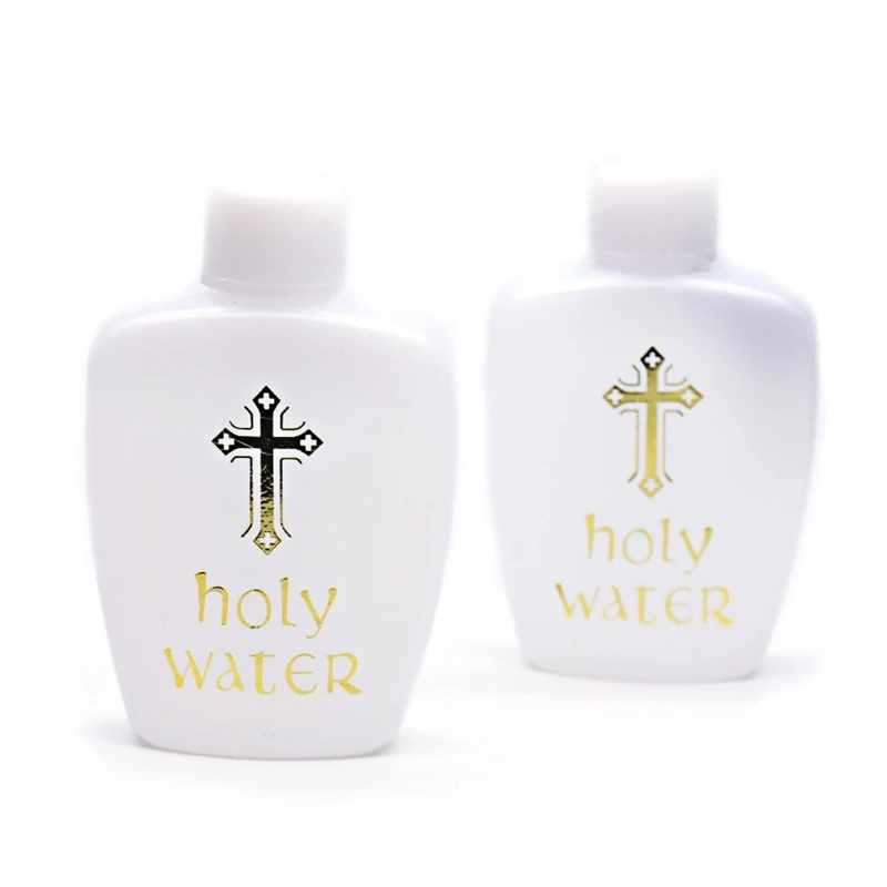 60ml Empty Holy Water Bottle Catholic Travel Size Gold for Cross Holds Container Refillable Catholic Bottle Lourdes Water Bot