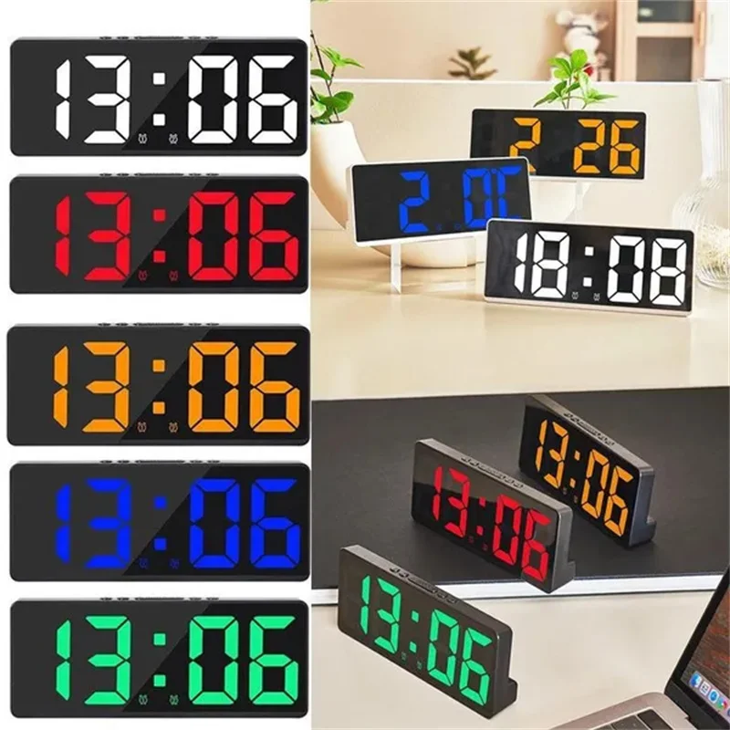 

Digital Alarm Clock Voice Control Temperature Snooze Night Mode Desktop Table Clock 12/24H LED Clocks For Bedroom Living Room