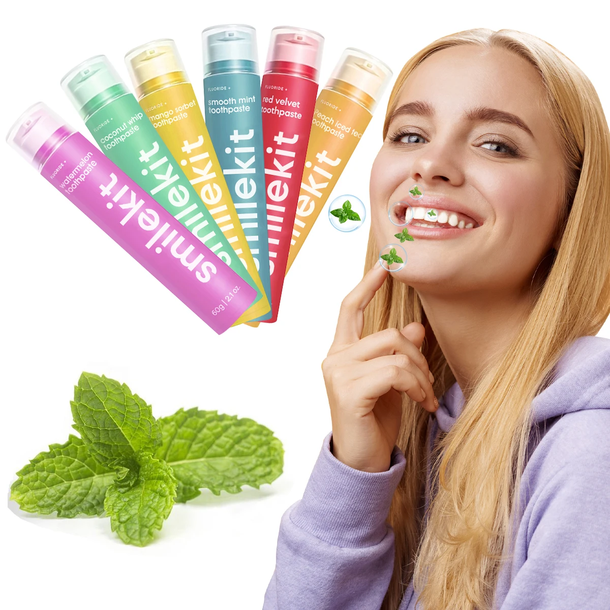 

SmileKit Dental Teeth Whitening Toothpaste 6 Flavors Dentistry Teeth Whitener Professional Yellow Cleaning Bright White Repair