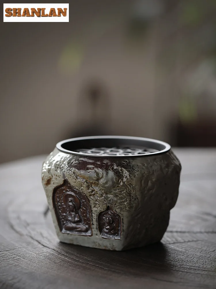 500ml Dunhuang Buddha Coarse Jianshui Antique Tea Wash Bowl Writing-brush Washer Tea Dust Cylinder Barrel Chaxi Cafes Decoration