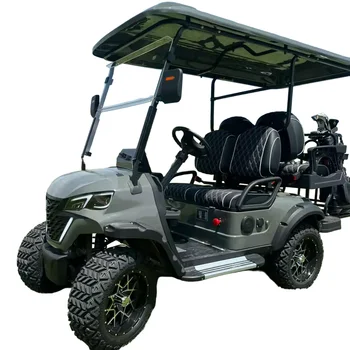 Grey Golf Cart Electric/Gas Powered 5KW Electric Truck Street Legal 48V 60V 72V Lithium Powered Hunting 4 Seater Golf Cart