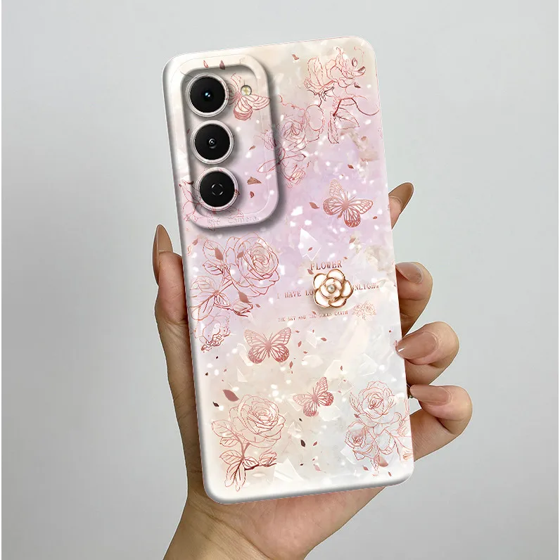 Aesthetic Flowers Slim Liquid Silicone Phone Case - Anti-Drop Protective Soft Cover