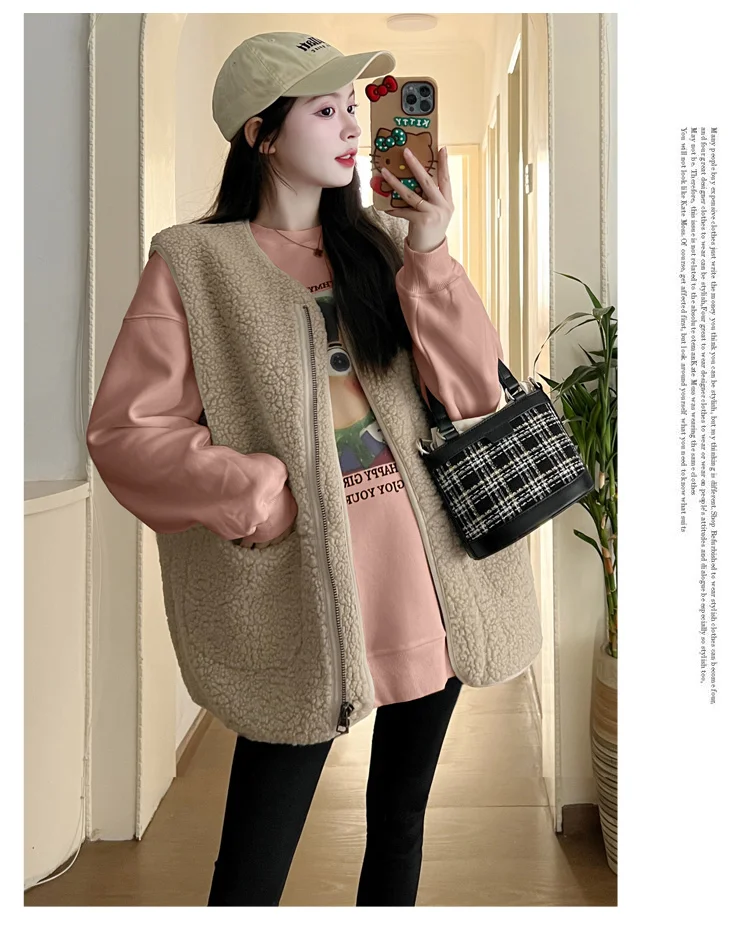 Winter Maternity Fur Coat Fashion Plus Size Sleeveless Faux Fur Outerwear Long Loose Pregnant Woman Jackets Lamb Cashmere Vest