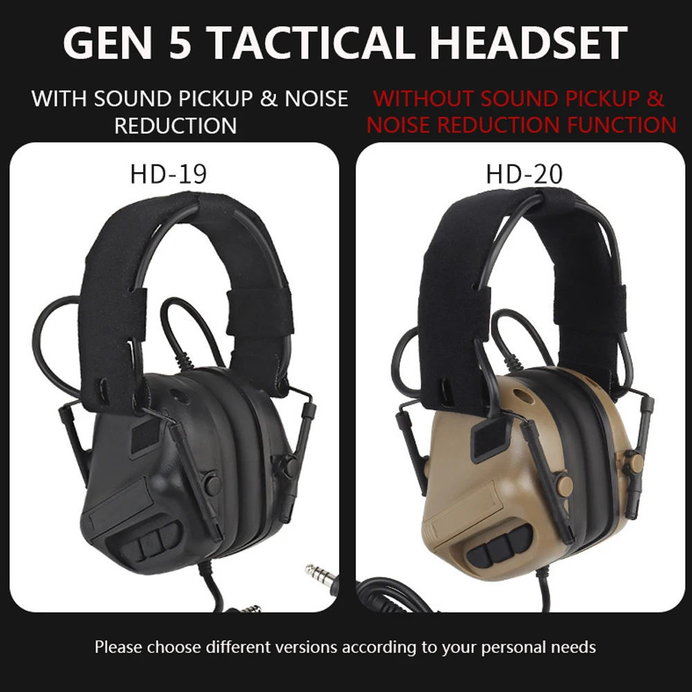 GEN 5 Tactical Headset Military Hunting Shooting Noise Cancelling