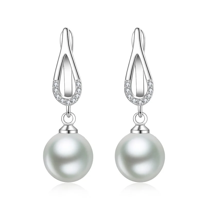 Bonitos Aretes Pendientes De Corazon Perla Blanca | Meses Sin Interés
