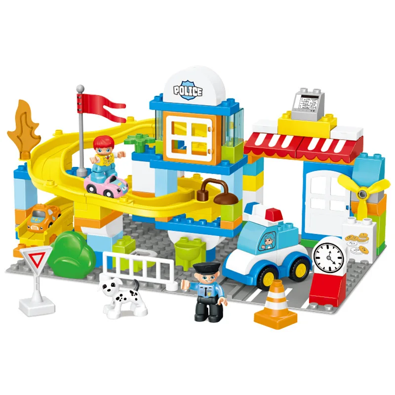 

Big Building Blocks City Slide Car Model Accessories Compatible with Brick Slideway Police Station Sets Assembling Children Toy