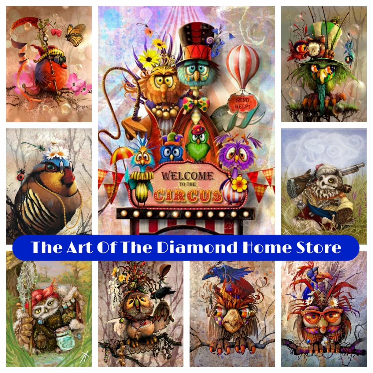 

Bird Art Circus 5D DIY AB Diamond Painting Embroidery Fantasy Animal Art Handmade Cross Stitch Mosaic Handicraft Home Decor