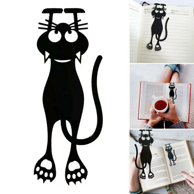 Segnalibro 5 pezzi segnalibri gatto Kawaii per libri 3D Stereo Animal Black  Book Mark per regali
