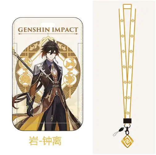 47 Styles Spiel Genshin Impact Kartenetuis Kartenband Schlüsselband Cosplay Abzeichen Ausweishalter Umhängebänder Schlüsselanhänger – Detail 5