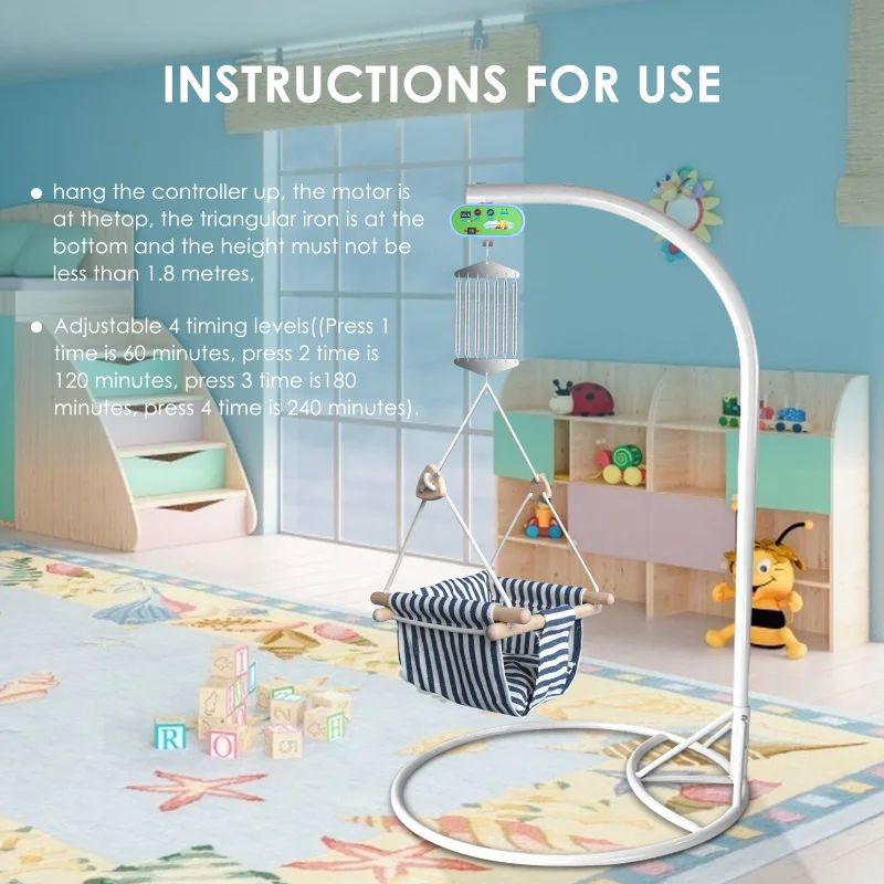 Electric Baby Swing Controller, Hanging Cradle, Adjustable Timer, Spring, Free Your Hands, DC 12V