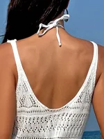 Elegant Temperament Women's Fashion Hollow Out Maxi Dress Cover up Skirt Suspender Skirt Showing Body Waistline Free Bikini - Image 6