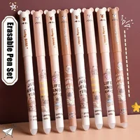 4/26/56pcs Set Creative Brown Bear Pufferfish Erasable Pen, 0.5mm Blue/Black Ink Refill-Smooth Writing Pen Body Anti Slip Design 1