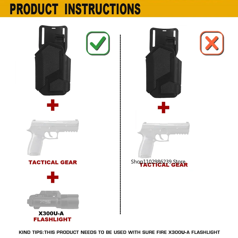 X300 Flashlight Universal Holster Tactical Quick Release Hand-gun Pistol Holsters with Drop Leg Platform QLS Adapter