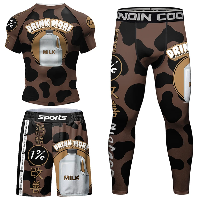 MMA Rashguard T-shirt + Pants Set 4pcs Men jiu jitsu Boxing Kickboxing MMA shorts Bjj Gi Muay Thai Grappling Pants Sportswear