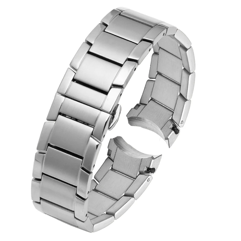 thumbnail image 1 of Correa de reloj con extremo curvo de 22 mm para Armani AR2452 AR2453 AR2448 2447 2453 Correa de reloj de acero inoxidable con hebilla plegable, 1 of 5