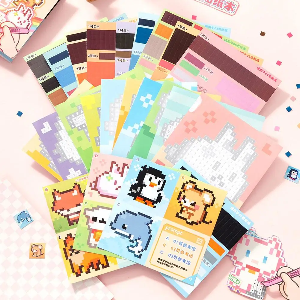 Vibrant Pixel Art Sticker Book: Creative Cartoon Collage & DIY Art Decor