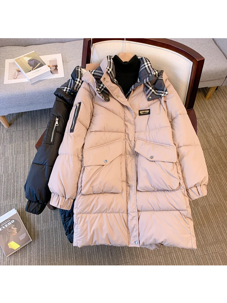 

Women Mid-long Parkas Winter Pop Jackets Casual Thick Warm Hooded Pattern Coat Female Winter Outwear Windproof Jacket Parkas