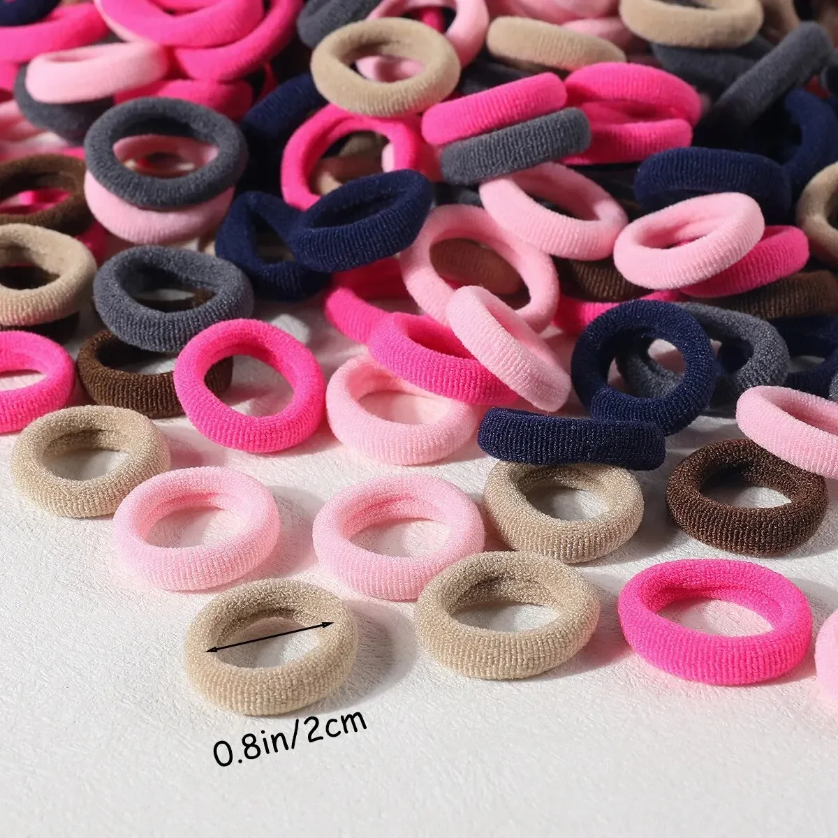 100PCS Basic Nylon Elastic Hair Ties for Girls Colorful Hair Band Ponytail Holder Scrunchie Rubber Band Kid Accessories