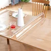 Soft Glass Tablecloth Transparency PVC table cloth Waterproof Oilproof Kitchen Dining table cover for rectangular table 6