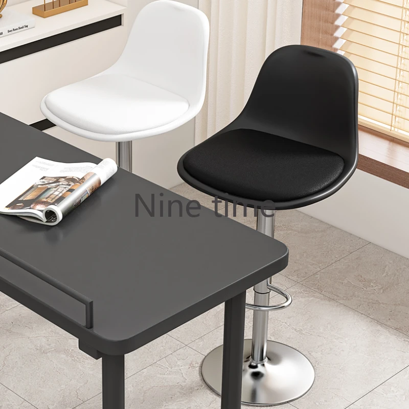 

Black Vintage Bar Chairs Reception Desk Pneumatic Base Adjustable Waiting Bar Stool Library Cushions Taburete Alto Furniture