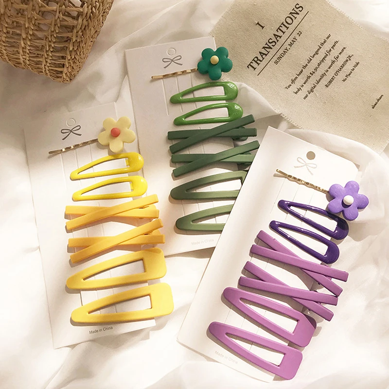 

7PCS/SET Korea Hair Clip Kawaii Cartoon Barrettes Sweet Girl Women Hairpins Metal Barrettes Summer Simple Hair Accessories