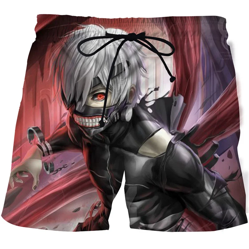 

Токийский Гуль, графические шорты для мужчин, пляжные шорты с 3D-принтом японского аниме, быстросохнущие плавки, купальник, шорты для серфинга