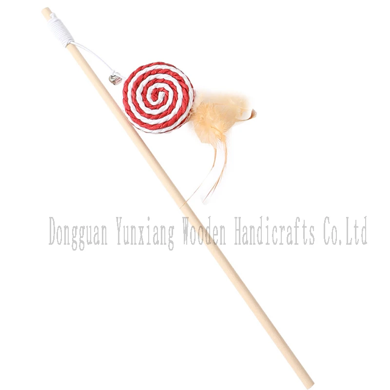 Wooden Cat Wands, Interactive Cat Teaser Sticks with Bell Wood Toy Wands Pet Toys
