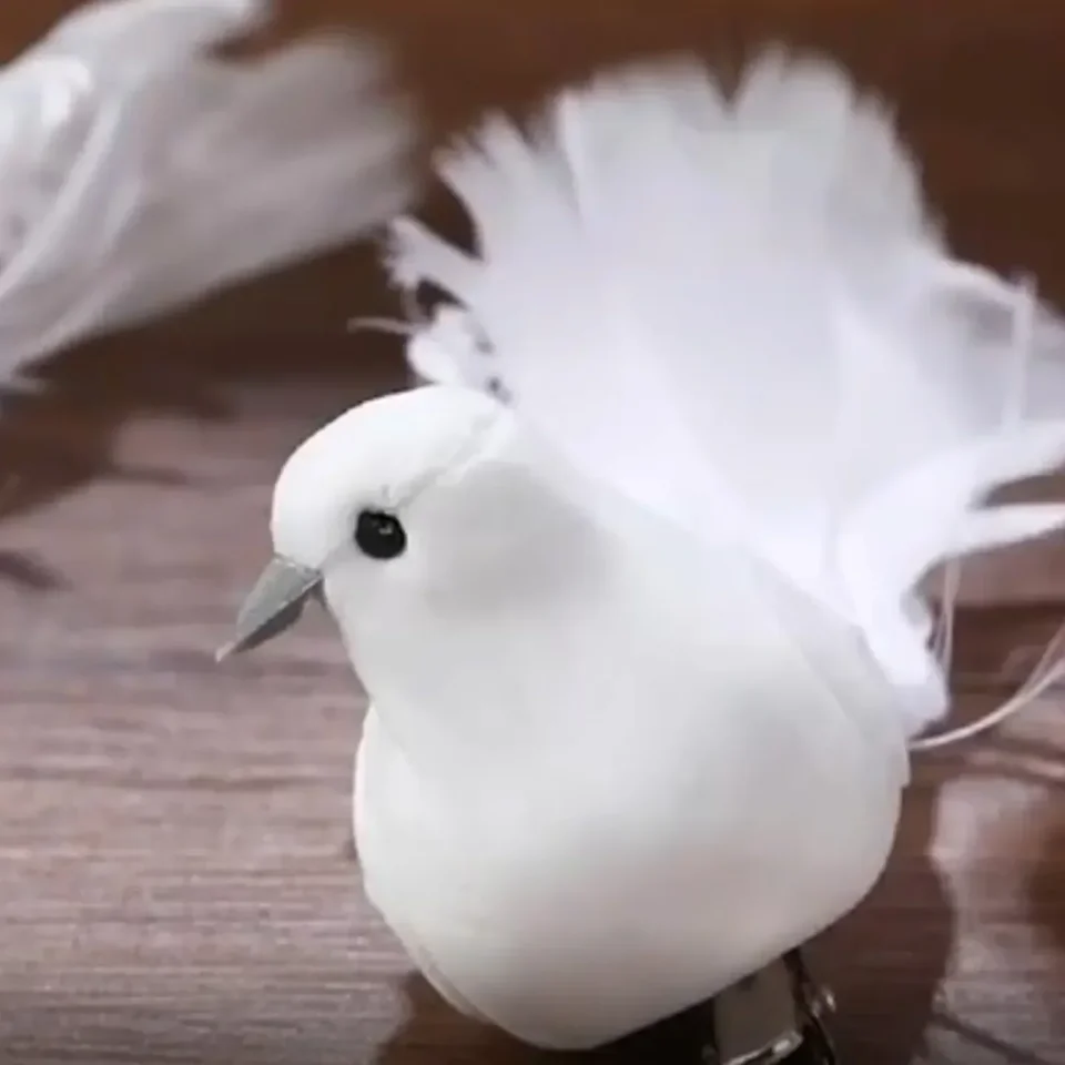 LAMF Kunstduiven Set Van 12 – Met Veren En Clips, Decoratieve Witte Vogels Voor Kerst, Bruiloft Of Feestdecoratie!