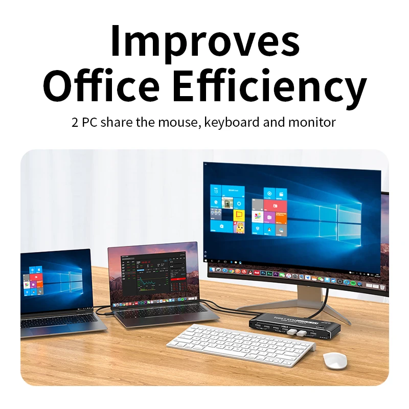 Unnlink 4K USB C KVM  ÷ ġ, Ȯ 2  ٸ ȭ, 2 PCs  , 콺 Ű 