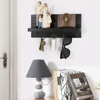 Decorative Key Holder for Wall with Shelf Entryway Wooden Floating Shelf with Hooks Home Decor Key Rack Mail Organizer for Wall 1