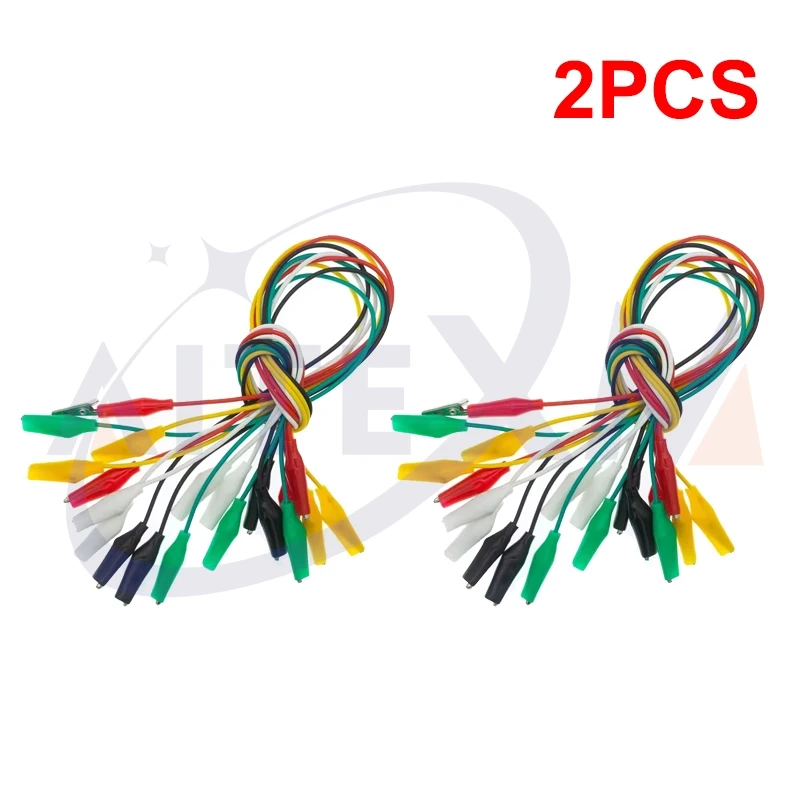 AITEXM 2Set / 20PCS Alligator Clips Electrical DIY Alligator Double-ended Crocodile Clips Roach Clip Test Jumper Wire 46CM