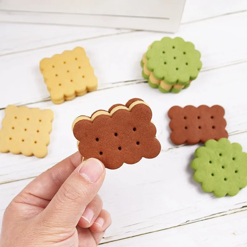 Chocolate Sandwich Cookies Classic Square Round Cookie Cutter Biscuit Mould Pressable Fondant Stamp Cake Decor Baking Supplies