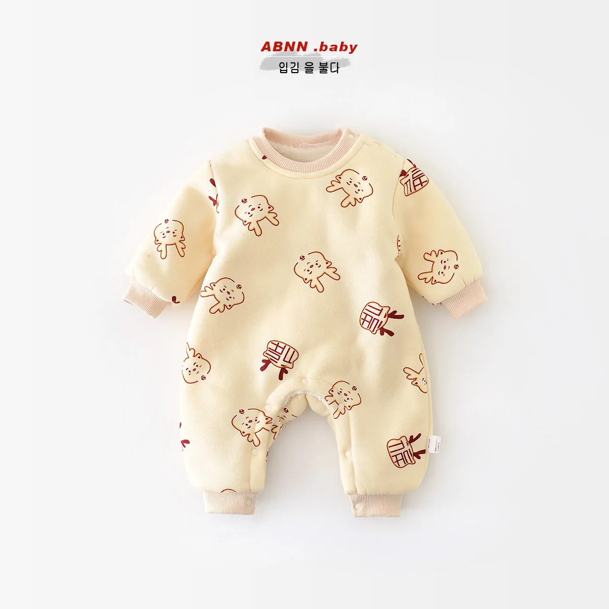 

HoneyCherry Baby Winter Cartoon Print Romper Padded Warm Newborn Romper Newborn Clothes