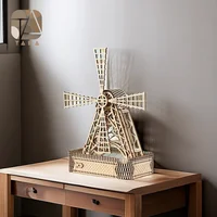 Tada 3D Large Wind Turbines DIY Wooden Puzzle Building Block Assembly Model Toys Creative Game For Children Kids Birthday Gift 1