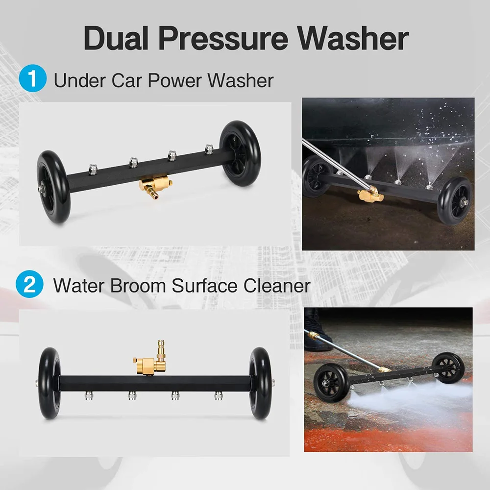 Pressure Washer Undercarriage Cleaner 16inch 1/4 Inch Quick Connect Power  Washer Underbody Dual-Function Car Wash Water Broom - AliExpress