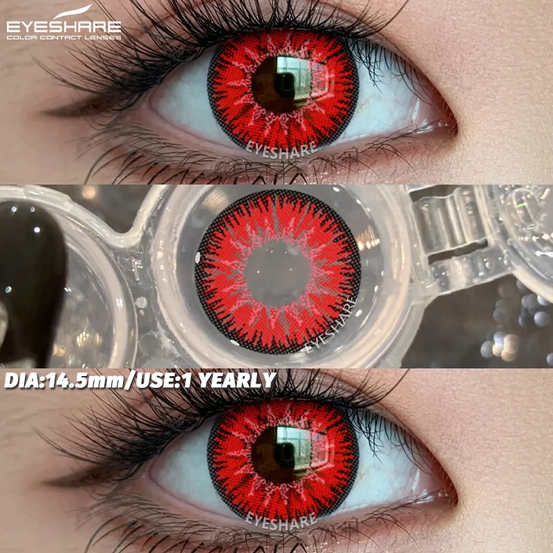 Vibrant Red Cosplay Contact Lenses for Anime and Halloween Makeup