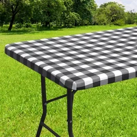 Olanly Rectangle Table Cover Elastic Waterproof Table Covers Fitted Vinyl Tablecloth For Home Party Camping Table Cloth Outdoor 1