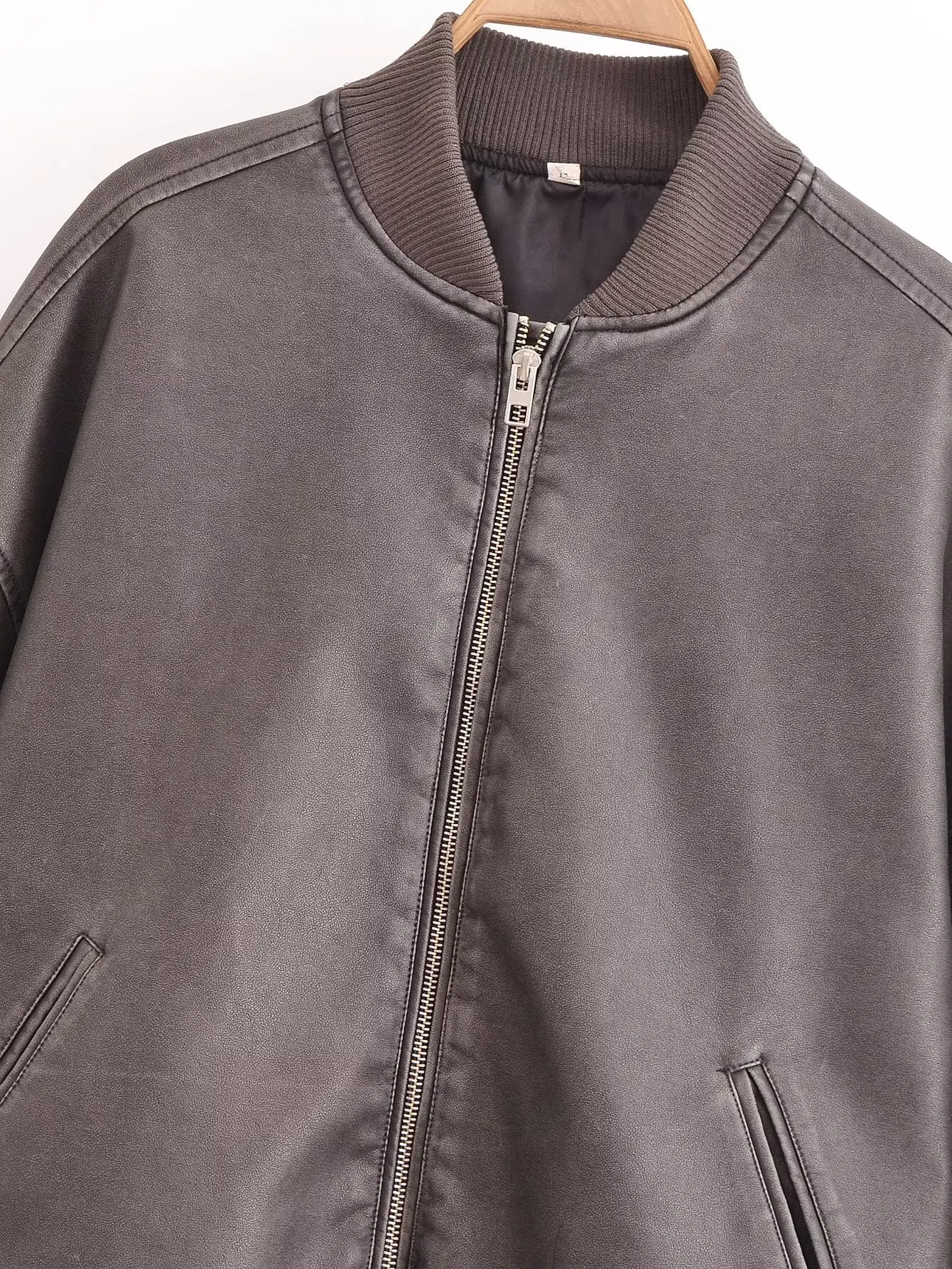 Faux Leather Jackets Women's Coat Pu Long Sleeve Outwear Elegant Solid Fashion 2024 inszart Casual Loose With Zipper Woman Coat