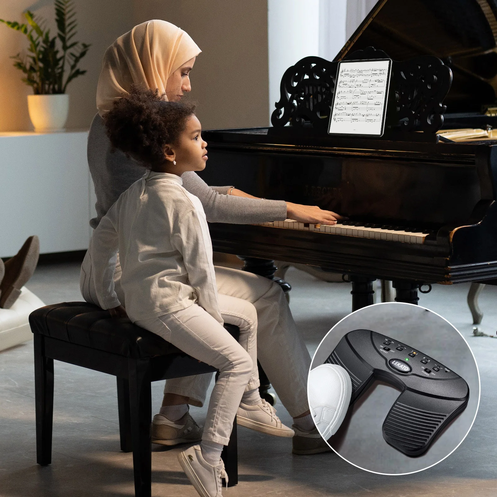 Pédale Bluetooth Sans Fil LEKATO WT-2 - Pour Tourner Pages Partitions, Contrôle Musique, Rechargeable