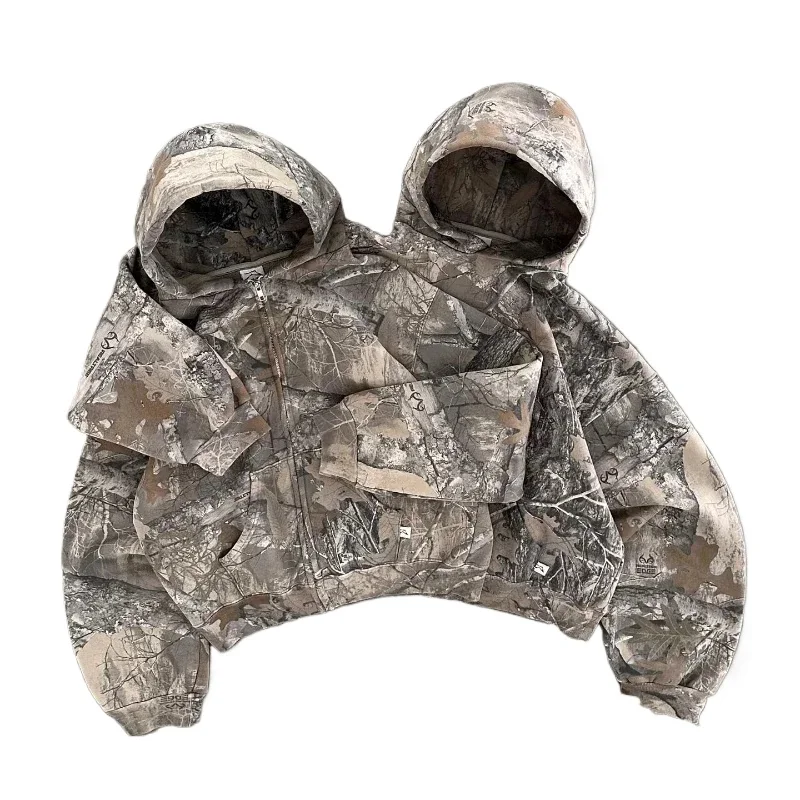 New Wild World Leaf Streetwear Camouflage Print Oversize Camouflage Sweatshirt Harajuku Goth Retro Fashion Hoodie Men Women Tops 6