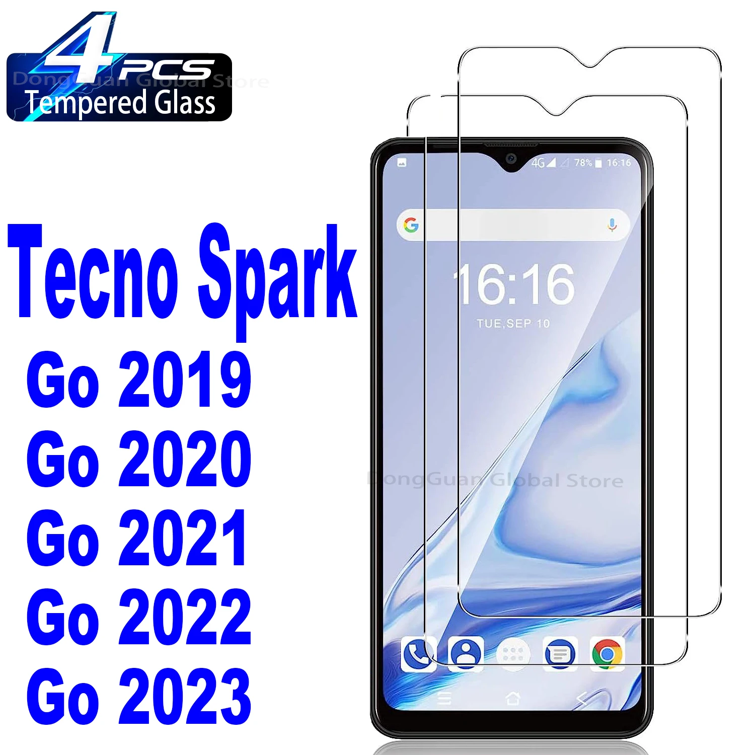 

2Pcs/4Pcs Tempered Glass For Tecno Spark Go 2024 2023 2022 2021 2020 2019 Screen Protector Glass Film