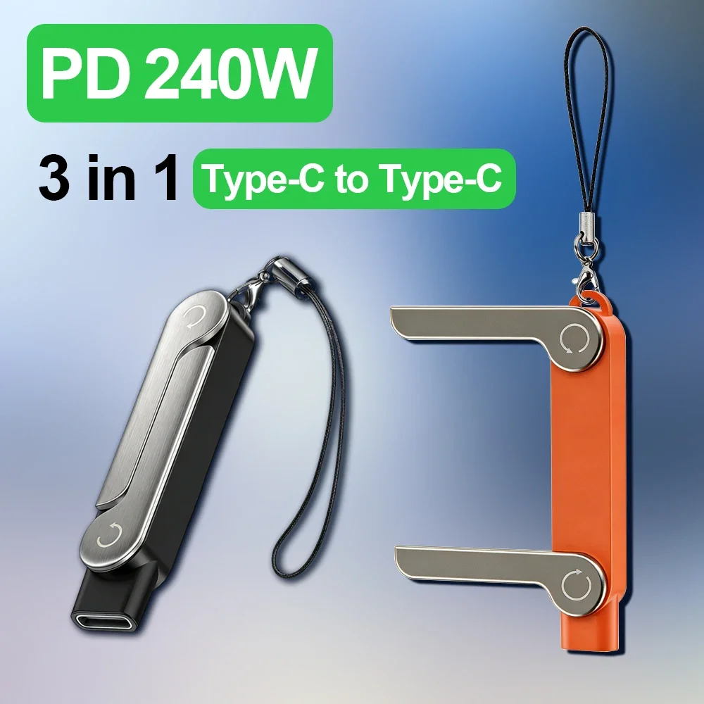 สายชาร์จ USB Type-C แบบแบน พร้อมขาตั้งพับได้ ชาร์จเร็ว 240W
