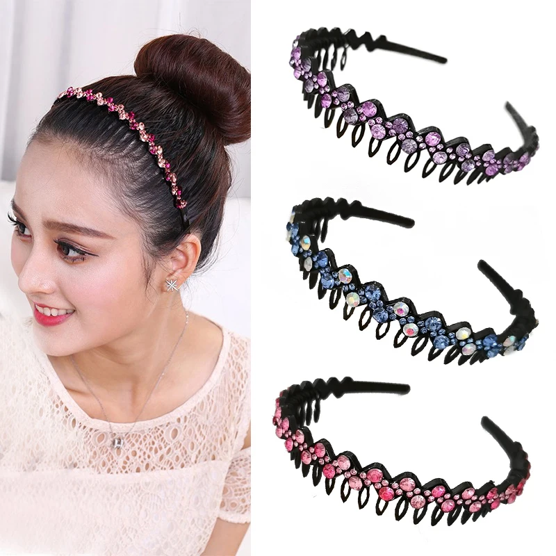 

1PCS Anti-skid Rhinestones Headband with Teeth Simple Elegant Luxury Headwear Hair Accessories Double Bangs Hairbands