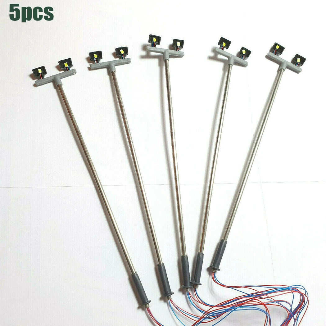 5 Pack Model Railway Yard Lights Twin LED Lamps OO 00 Guage Flood Light 1:76 Model Railroads 5*Twin LED Yard Lights