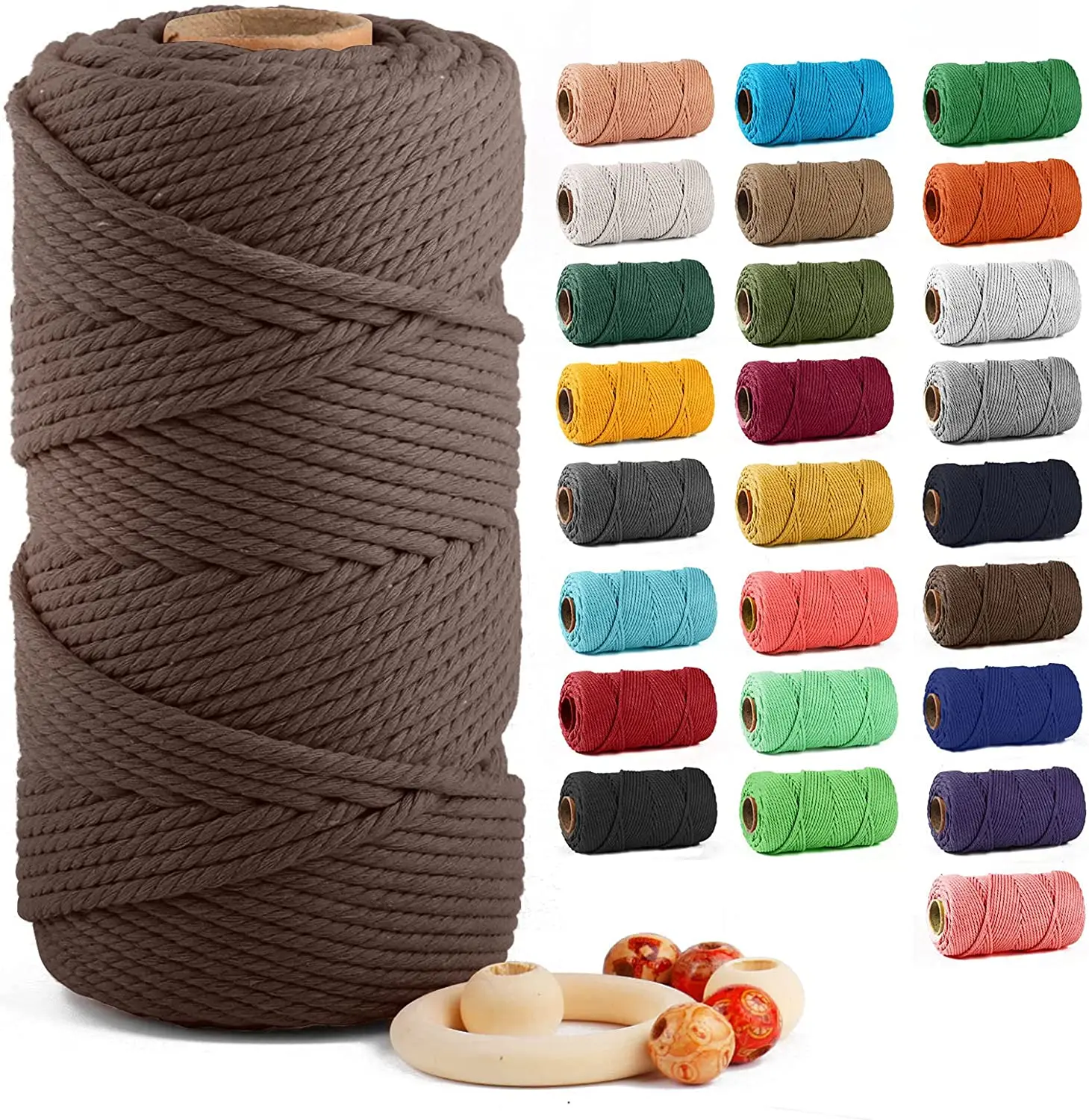 140pcs/set Macrame Cord Set 100mm Natural Macrame Cord Rope 3mm with 100pcs  Wood Beans for DIY Craft Plant Hangers Knitting - AliExpress